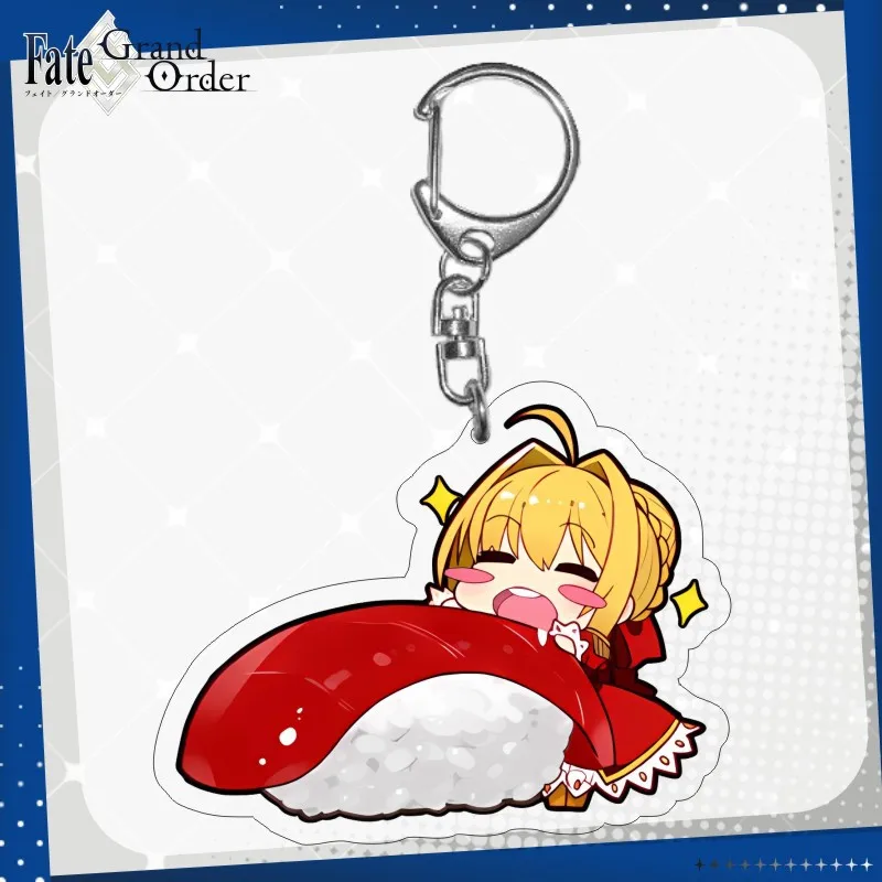 Game FGO 6CM Keychain Cartoon Figure Saber Astolfo Alter Acrylic Pendent Keyring Cute Cartoon Character Sleeping Key Chain