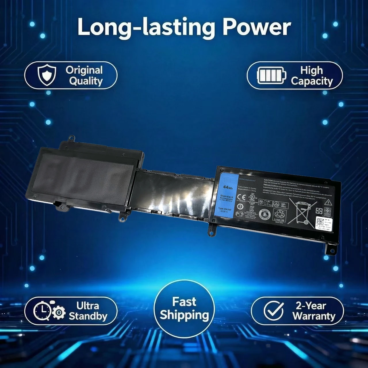 Nueva batería para ordenador portátil 2NJNF 11,1 V 44WH para Dell Inspiron 14Z 14z-5423 15z-5523 15z(5523) 14z(5423) Ultrabook 8JVDG T41M0 TPMCF