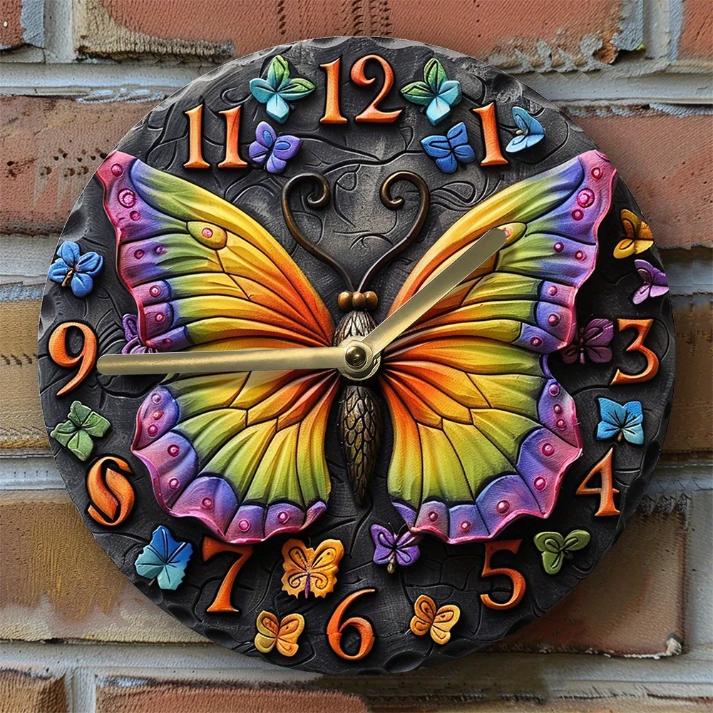 

Aluminum Wall Clock With Butterfly Wings Design - Perfect For Living Room Decor, Pet Lovers &Graduation Gifts Wall