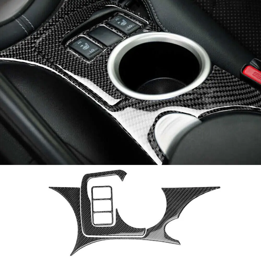 

LHD Carbon Fiber Car Center Control Cup Holder Frame Sticker For Nissan 370Z Z34 2008-2020 Heating Button Trim Accessories