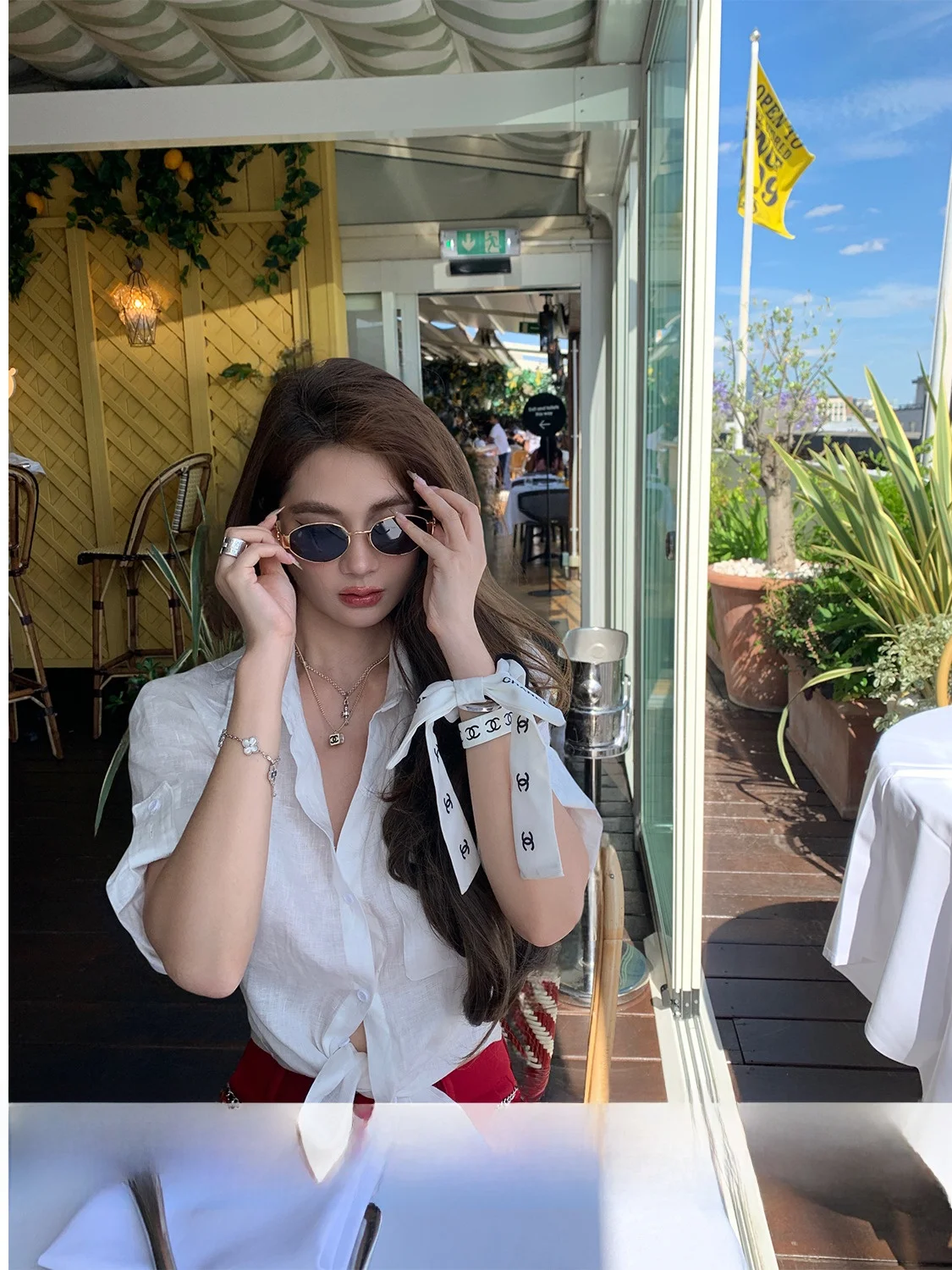 

Льняной кардиган Xinlei Lin Office Siren: дышащий, тонкий, универсальный, из смесового хлопка, с коротким рукавом, открытый, длиной 7/8.