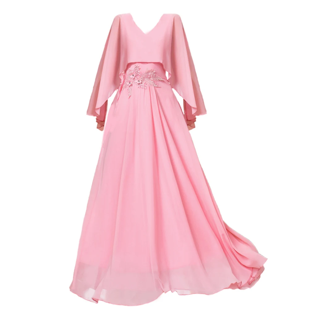 Robe de mariée élégante à col en V pour femme, manches évasées, autocollant brodé