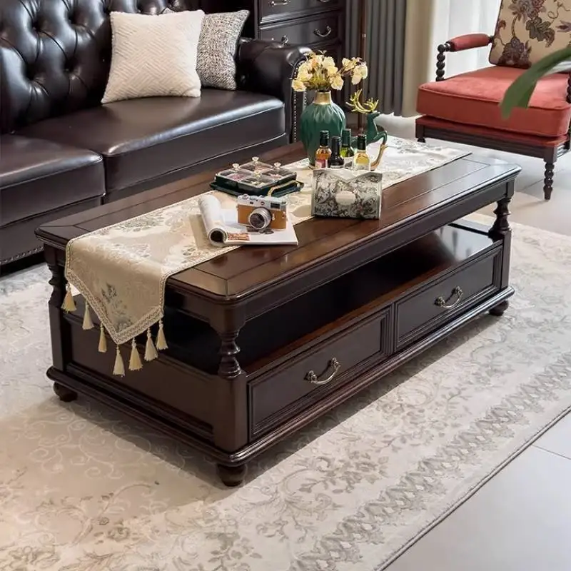 

European Walnut Brown Coffee Tables Luxury Arabic Vintage Nordic Coffee Tables Living Room Salon Mesa De Centro Sala Furniture