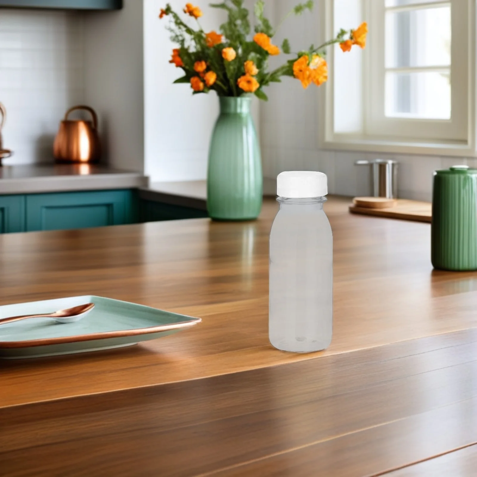 

Clear Plastic Bottles with Caps Reusable Juice Water Milk Smoothie Containers Empty Drink Packaging for Fruit Tea Beverage Lids