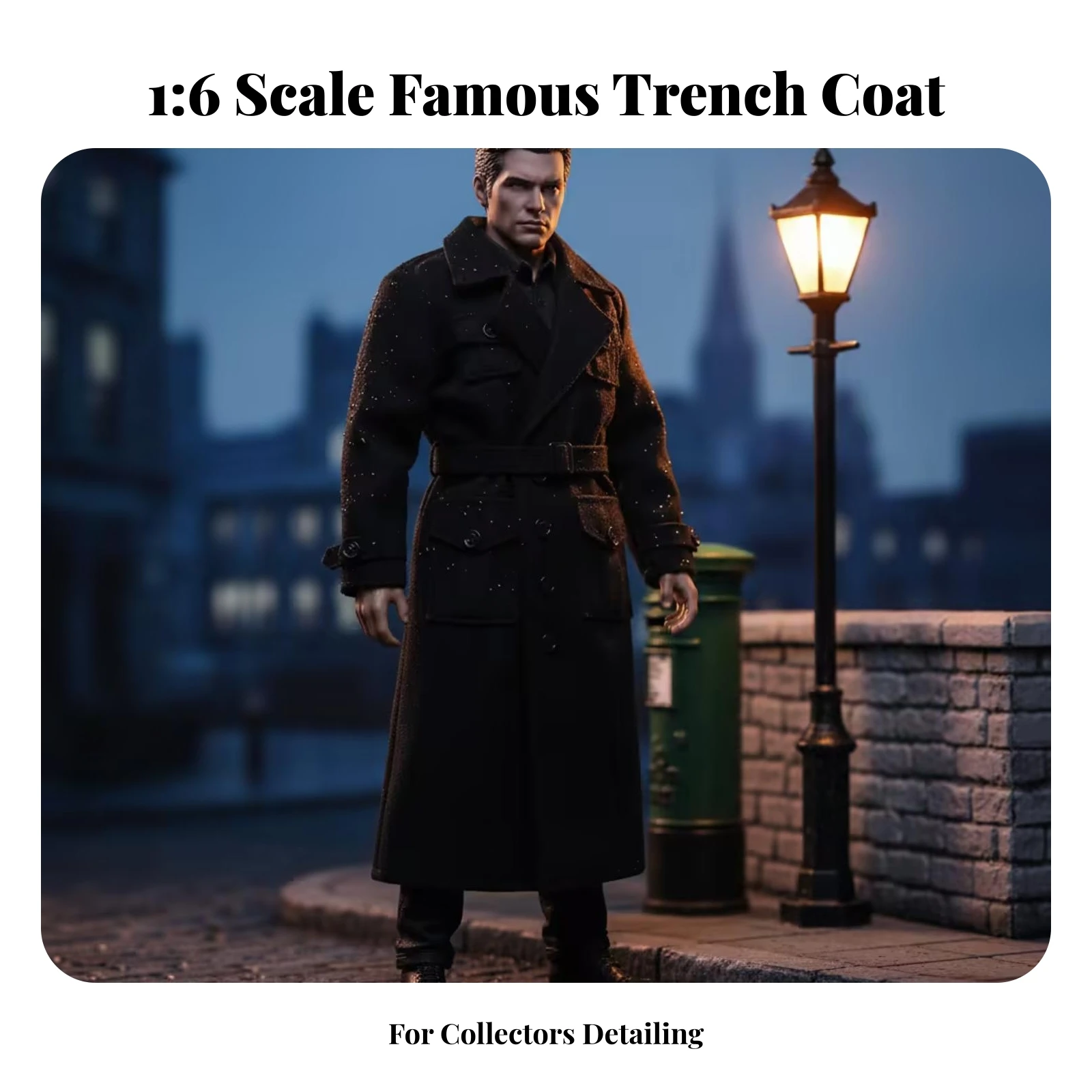 Tailored Appliqué Pockets Miniature Apparel 1/6 Scale Overcoat Coat Figure Outerwear