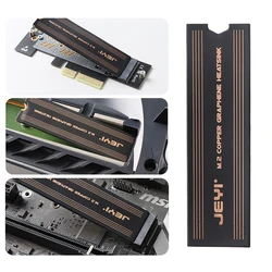 JEYI M2-CG SSD Cooler Radiator Dual-Layer Graphene Copper 2pcs Cooler Memory Radiator Light Thin for Laptop PC NVMe 2280 Drive