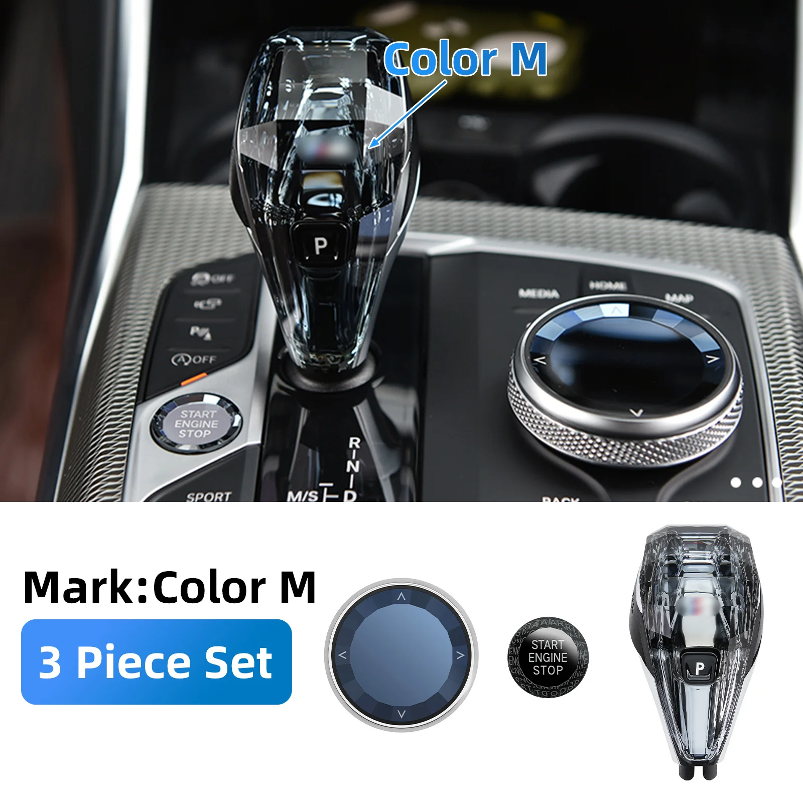 

Car Interior Accessories Crystal Gear Shift Knob Set for BMW X5 Series G05 X6 Series G06 X7 G07 3 Series G20 X3 G01 X4 G02