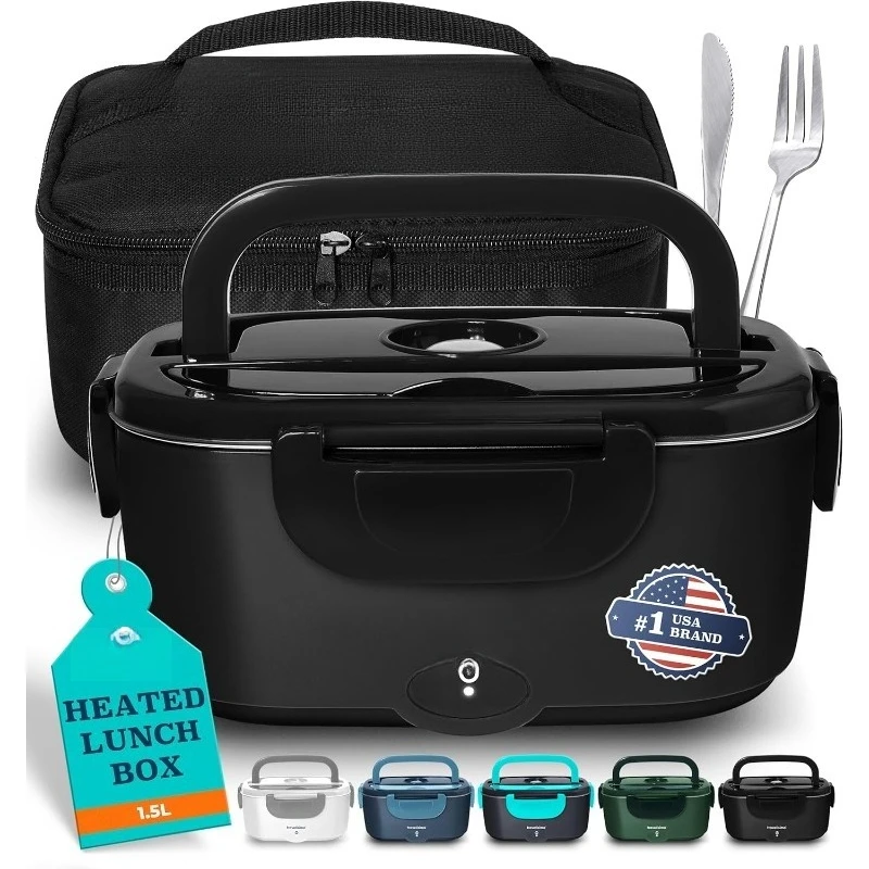 

Lunch Box For Adults, 80W Heated Lunch Box for Men 1.5L Stainless Steel, Portable Food Warmer for Car Truck Work, 12/24