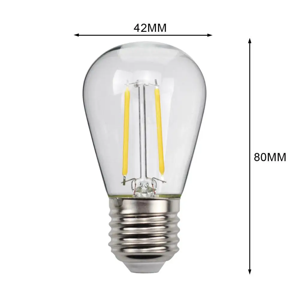 10PCS S14 Dimmable Shatterproof LED Replacement Outdoor String Light Bulbs Plastic LED Medium Screw Base Edison Bulbs 1W 2W