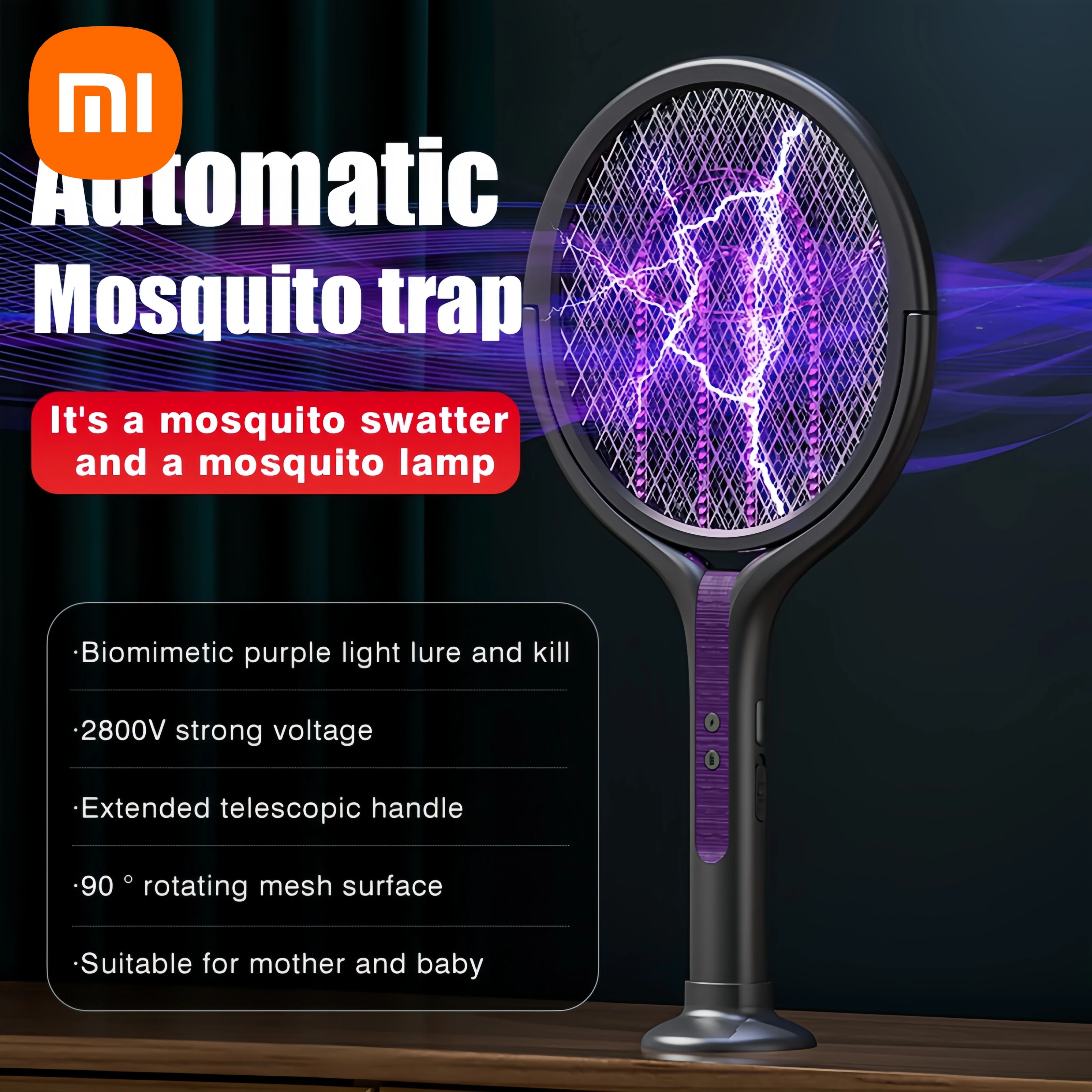 Xiaomi قاتل الماموس الكهربائي منشة 2 في 1 قابل للسحب المنزل قاتل الماموس الكهربائي القاتل مصباح في الهواء الطلق البعوض فخ البعوض صاعق