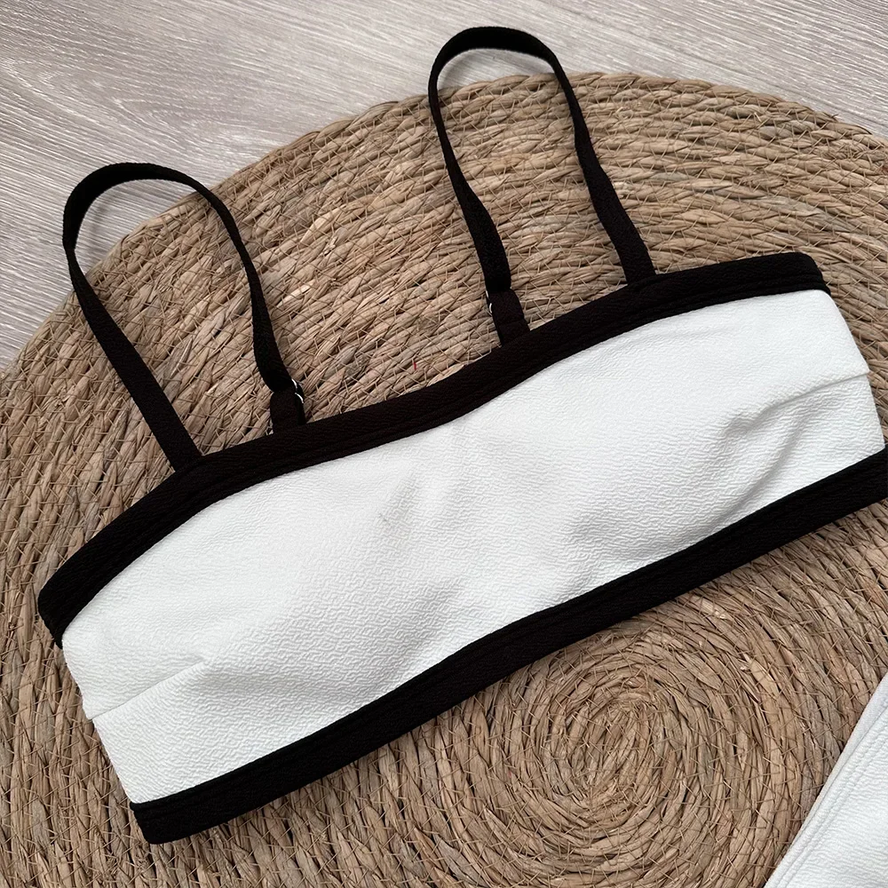 

Black White Bikini 2025 Sexy Women Swimsuits Female Swimwear Micro Bikini Set Brazilian Biquini Swimming Suit Solid Beachwear