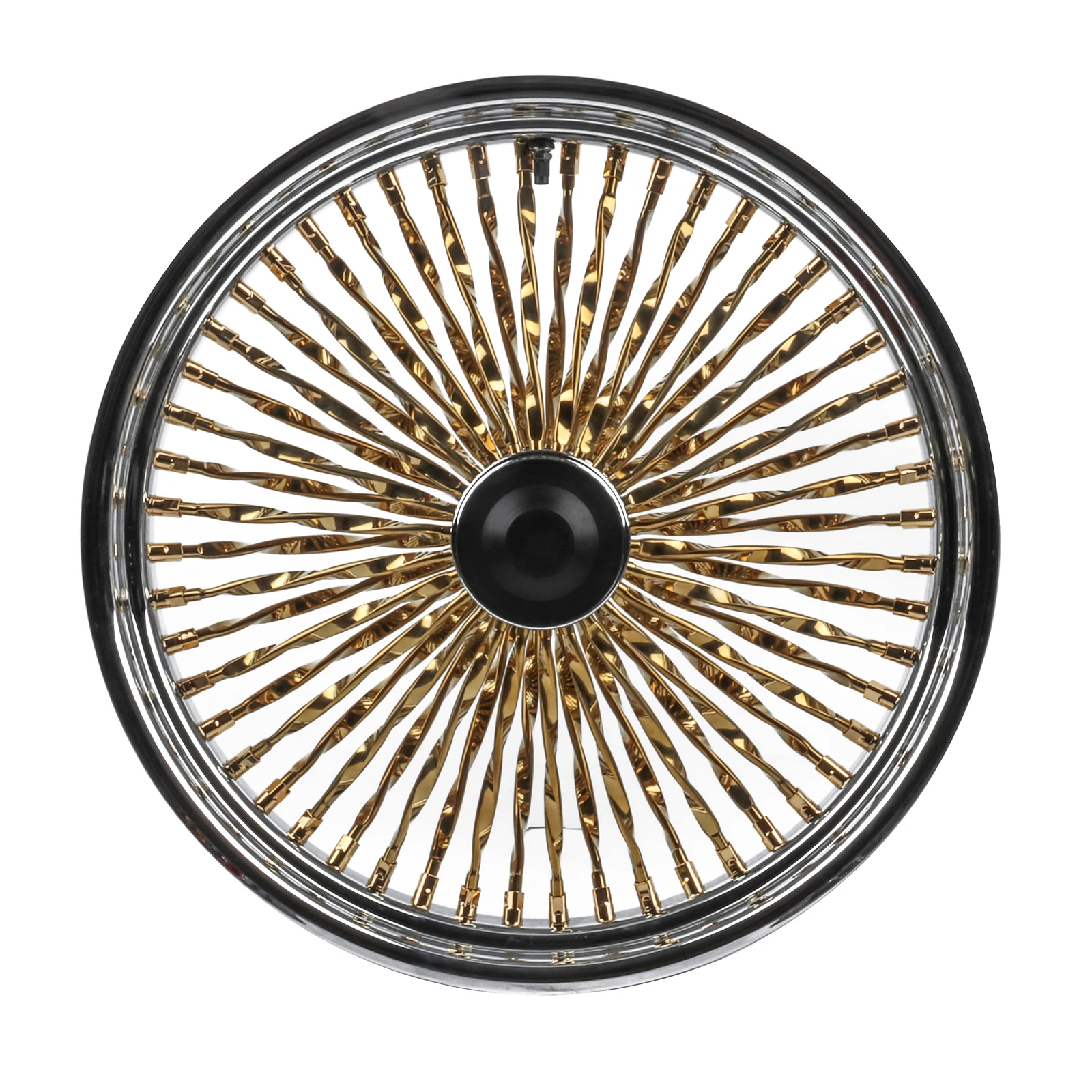 Gold Black/Gold Chrome Motorcycle Wheels Rims Chrome Cali Spoke Wheel Twisted for Harley 2000 Later Touring and Softail