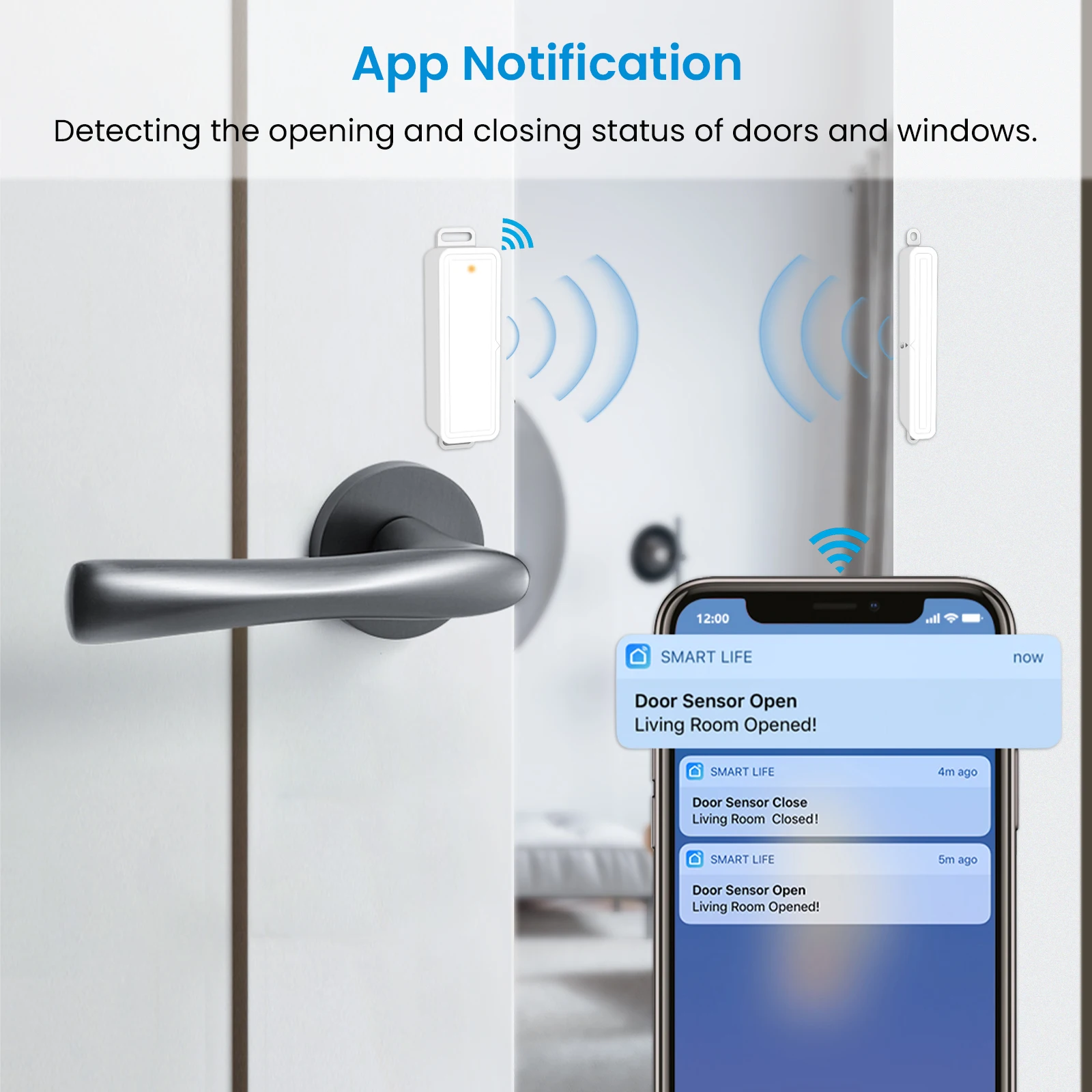 Tuya Wireless ZigBee and Wi-Fi Door Sensor Scene Linkage via Switch Smart Life Security Early Warning Alert System