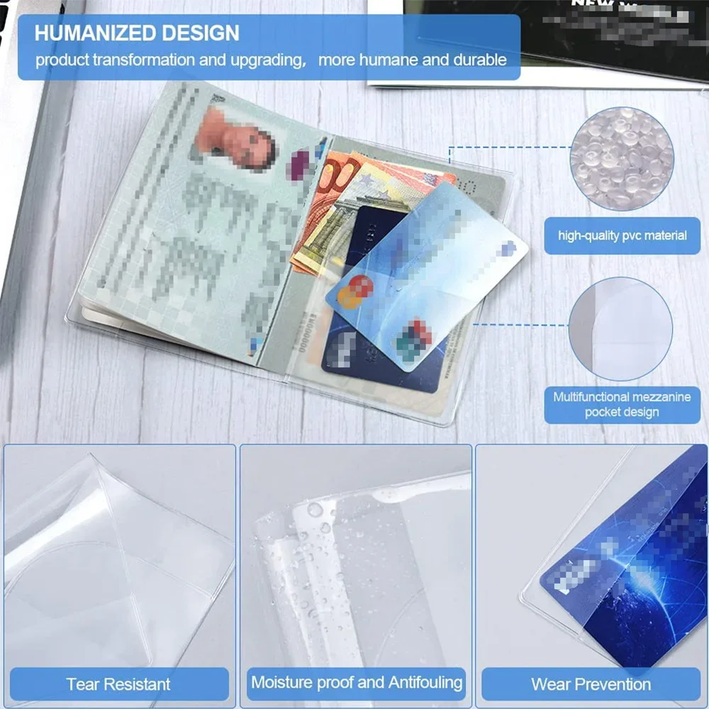 Sacchetti di copertura per porta passaporto trasparenti in PVC impermeabile ID passaporto custodia protettiva per carta di credito aziendale borse protettive serie di lettere bianche