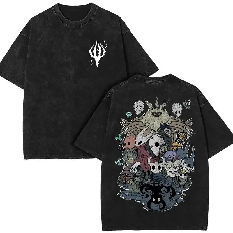 Hollow Knight Double-Sided Game T-Shirt, Hornet T-Shirt, Never Give Up Hope Washed Tee, Popular Streetwear for All T-shirt