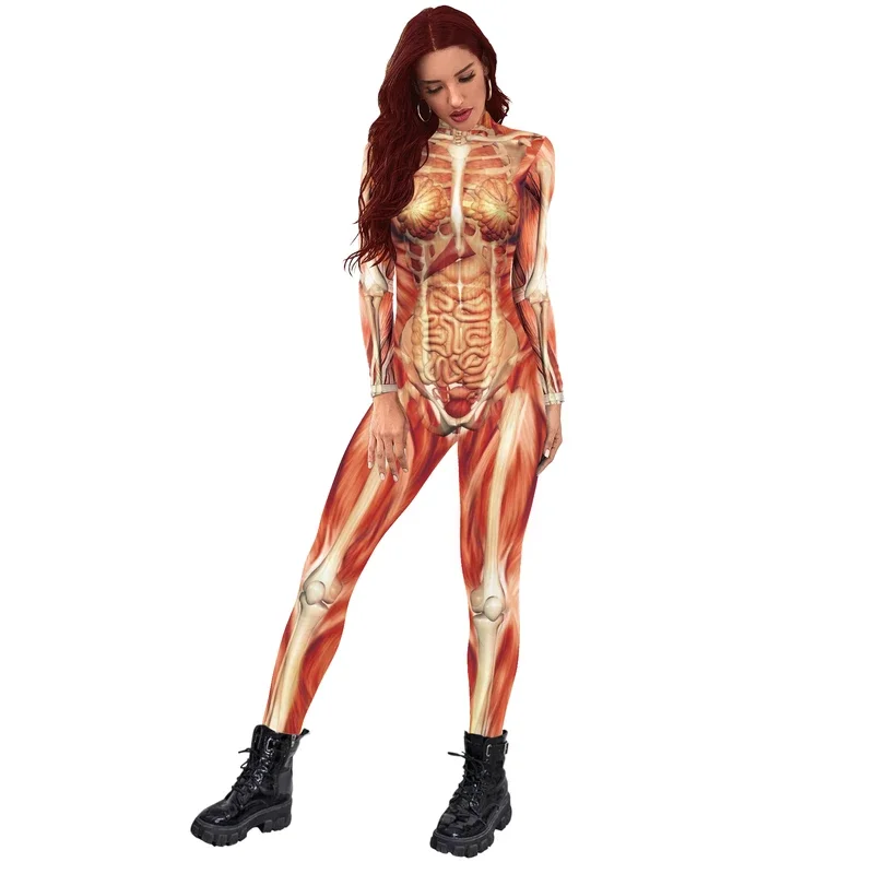 Colore Cosplayer New Zentai Suit Halloween body adulto divertente Muscle Suit 3D stampato tuta Cosplay Costume Spandex Catsuit