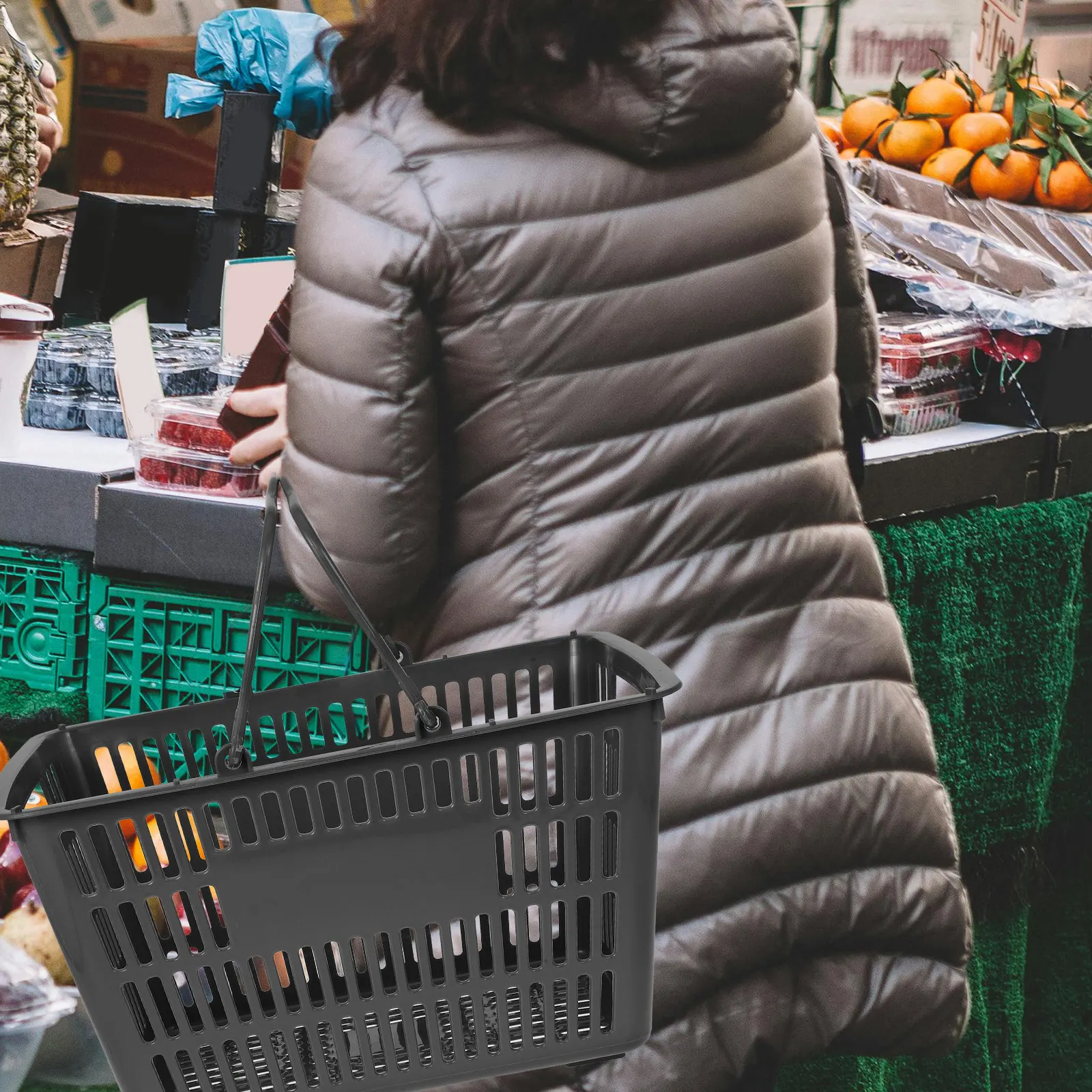 

Portable Storage Basket 80KG Capacity Plastic Kitchen Seasoning Bathroom Toiletries Organizer Shopping Baskets with Handles