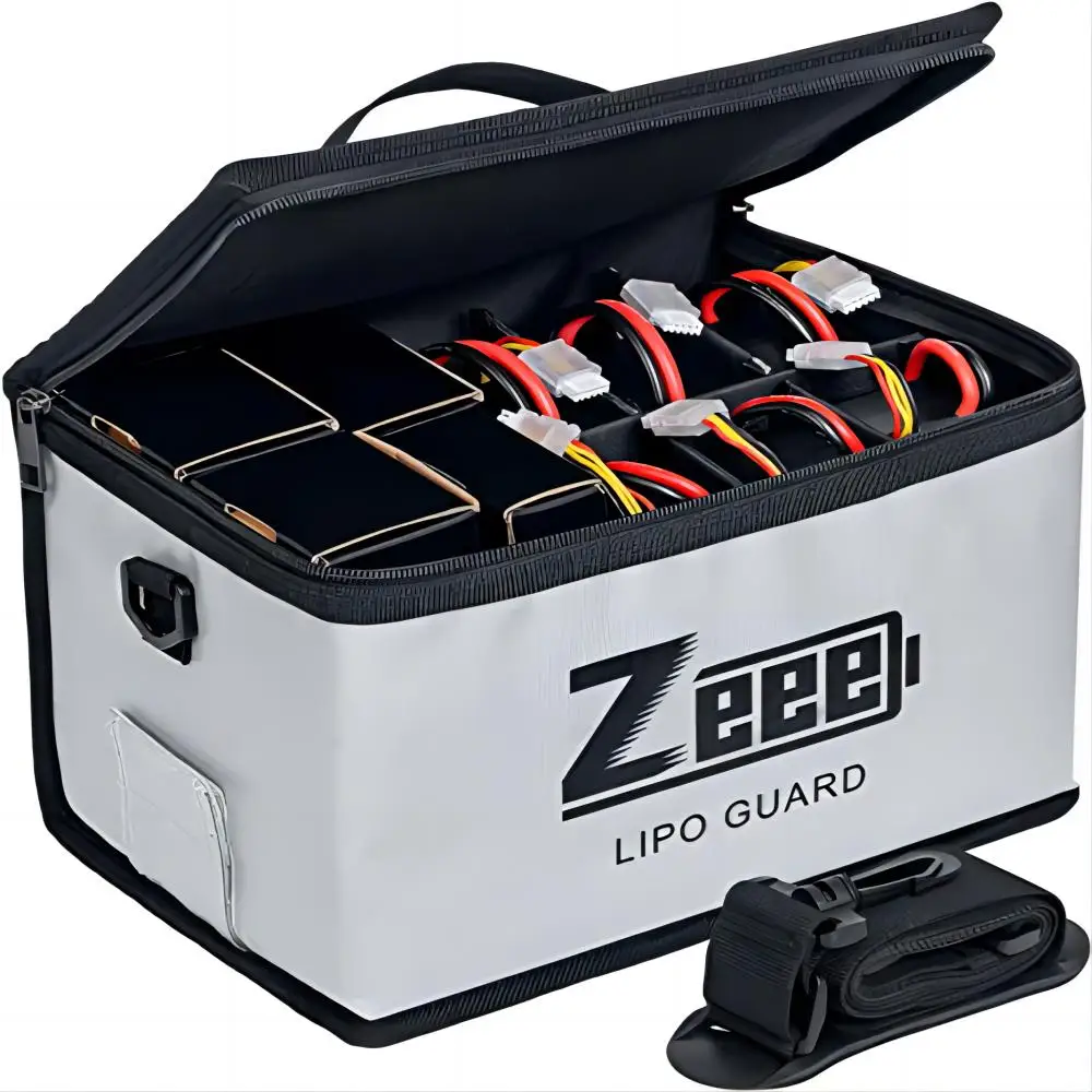 Zeee Lipo Safe Bag Batterij Brandwerende Tas Met Grote Capaciteit Voor Opbergbescherming Opladen 10 Cel Verstelbare Batterij Veilige Tas