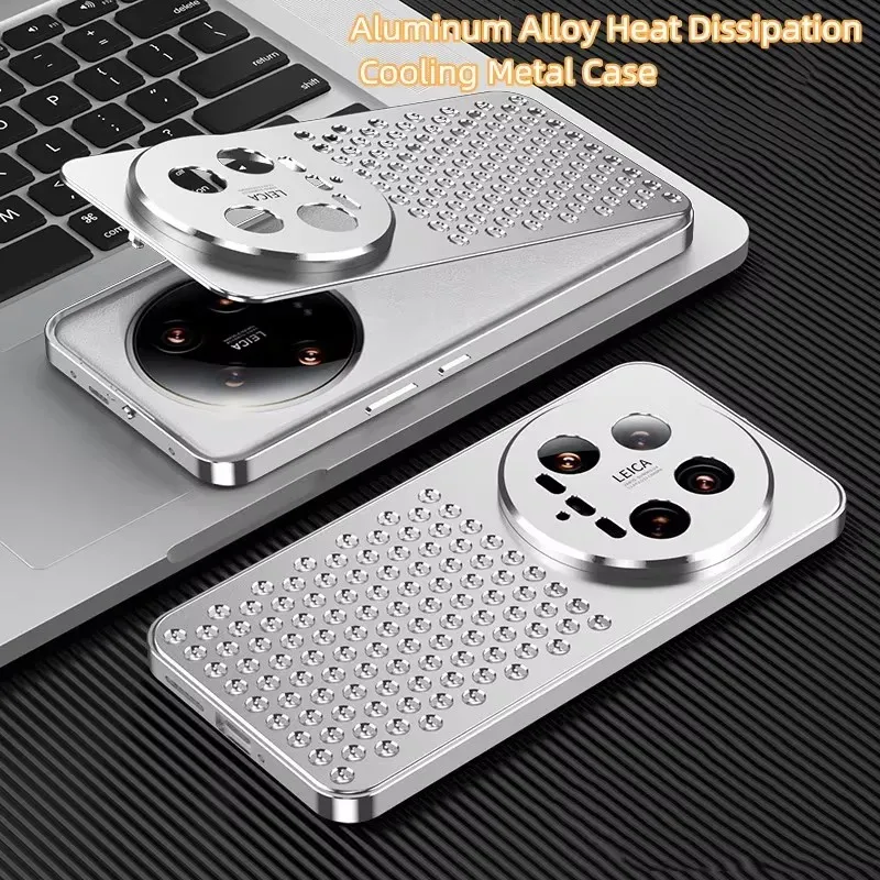 

High-end Aluminum Alloy Heat Dissipation Case For Xiaomi Mi 14 Ultra Cooling Metal Honeycomb Holes Breathable Protection Cover