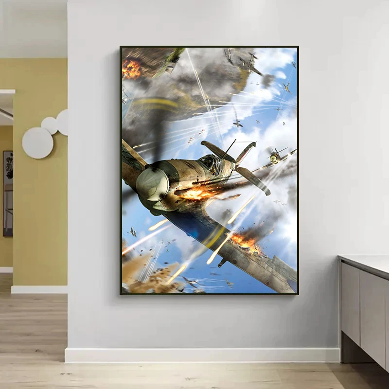 Worldwar Hawker Hurricane Aircraft Poster Prints Canvas Painting Spitfire Formation Wall Art Pictures for Living Room Decor