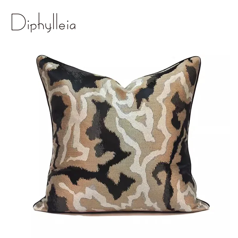 

Diphylleia Random Pattern Cushion Cover Simple Modern Neo-Classical Black Coffee Abstract Sofa Pillowcase Hotel Club Upholstered