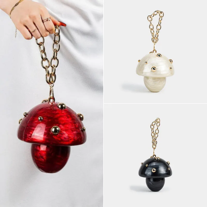 

Стильная элегантная вечерняя сумка, новая акриловая сумка с грибными заклепками, Европа, Америка, высококачественная сумка, изысканная женская сумка через плечо с цепочкой