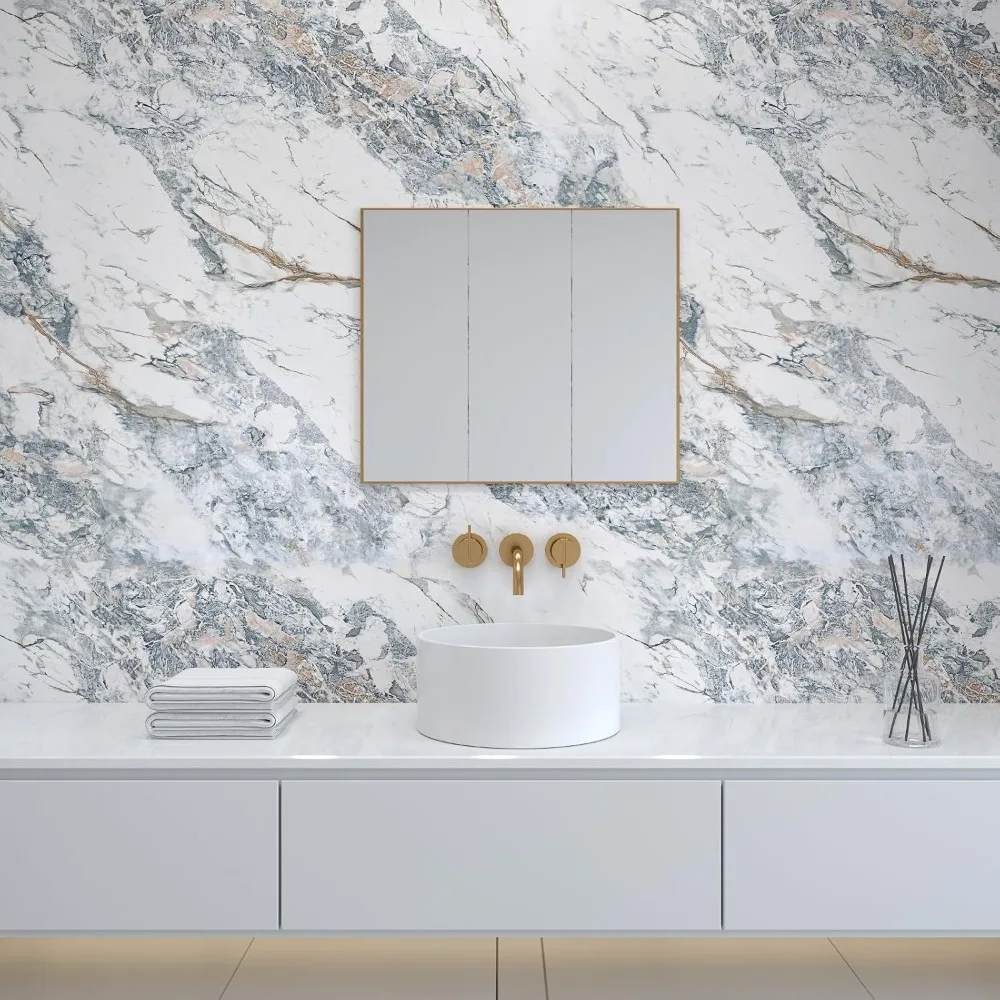 197x48 بوصة توسيع الأبيض الأزرق الرخام ورق حائط المطبخ الجرانيت كونترتوب الفينيل التفاف صفح ورق اتصال قشر مقاوم للماء و s