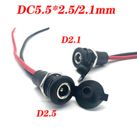 5.5 * 2.1mm / 5.5*2.5mm 5521 5525 With Cable Wired DC power Female DC Socket High Current All With Nut Snap Power Plug Connector