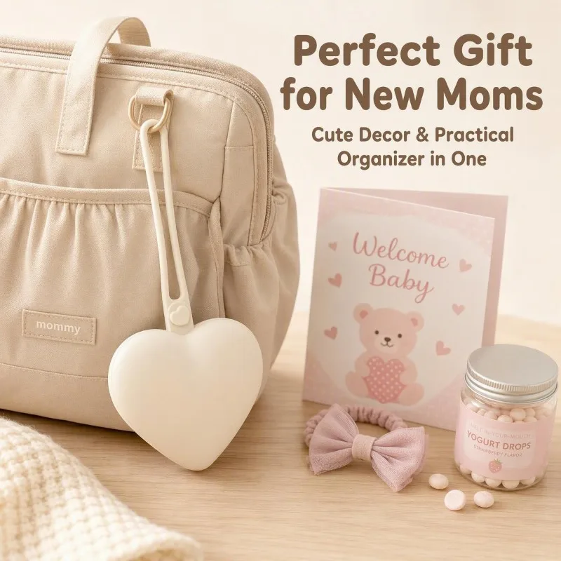 1PC Heart-Shaped Pouch, Portable Storage Bag for Women Travelers, Lightweight Mini Organizer, Cute Pastel, Keys Earphones