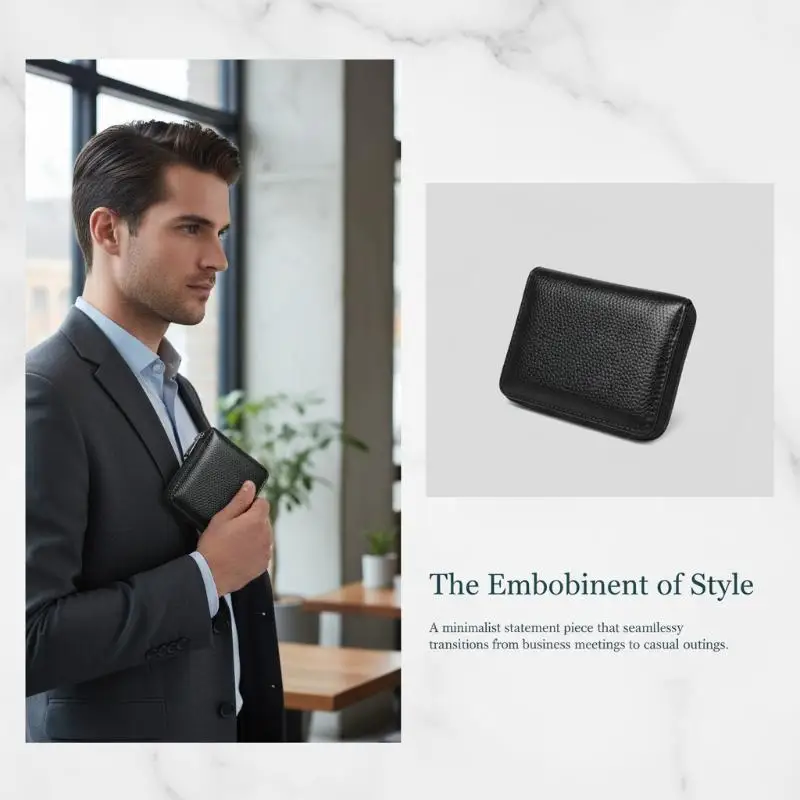 PU Leather Men Women Card Holder Small Zipper Wallet Solid Coin Purse Multi Card