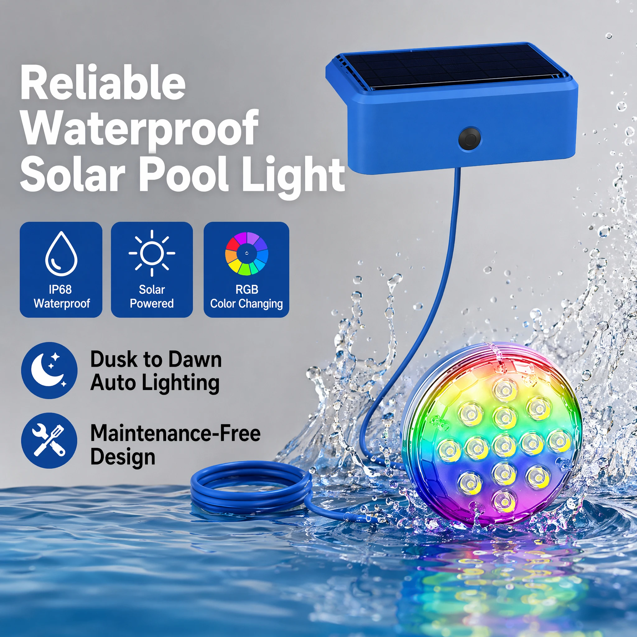 Solar Powered LED RGB Swimming Pool Lights Color Changing Remote Controlled Lamps for Pool Garden Decoration Gift