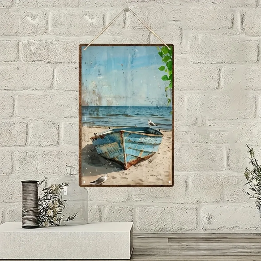 1 Stück 20x30cm Eisen Metall Blechschild Vintage Strand Boot Dekorative Wandkunst für Schlafzimmer Wohnzimmer Bar Terrasse