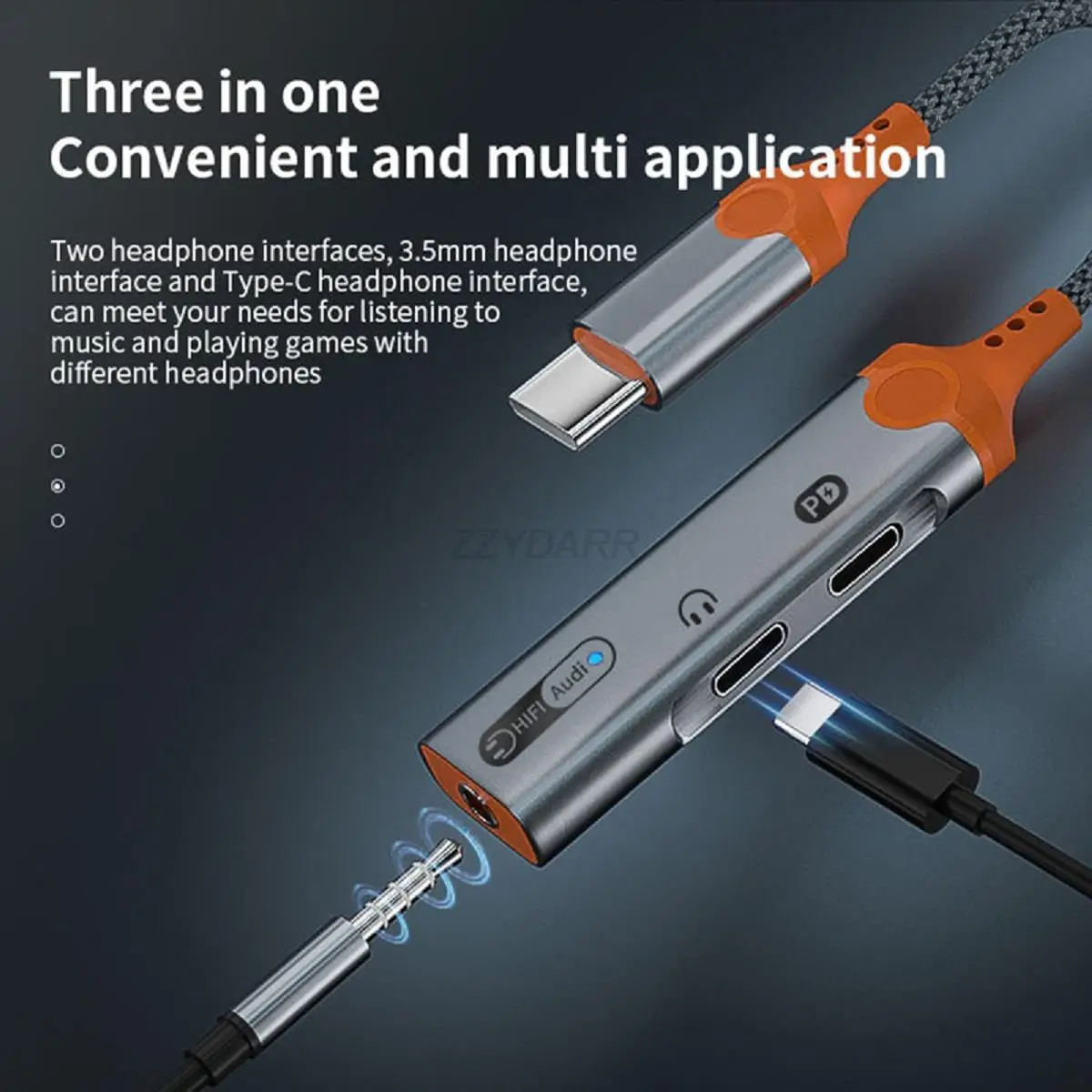 USB Type-C سماعة محول ، محول الصوت ، الخائن ، 60 واط شحن ، 3 في 1 ، 3.5 مللي متر ، آيفون 15 ، غالاكسي S23 ، S22