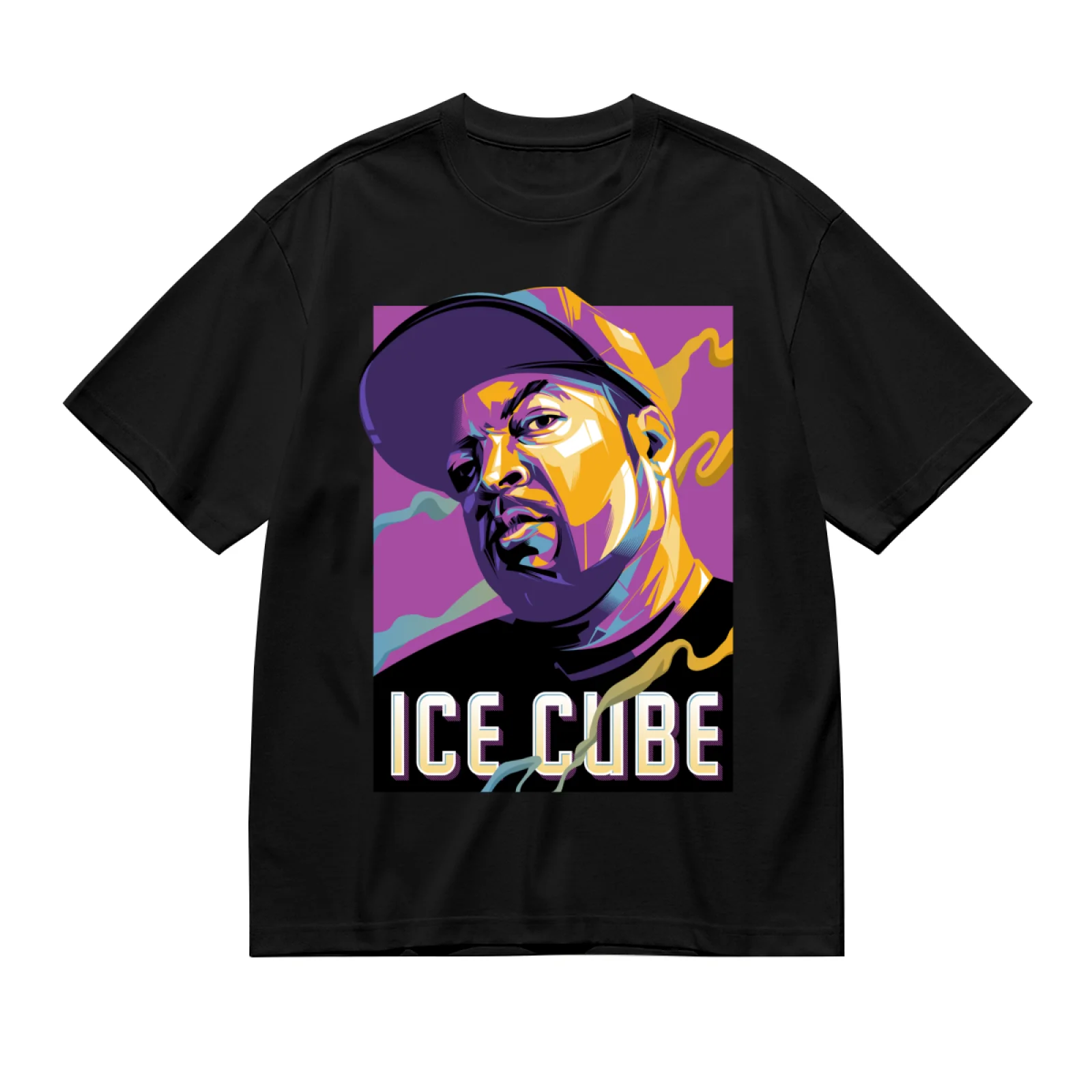 Retro 90s Ice Cube Pop Art Graphic Shirt Men Women Y2K Vintage Style Rapper Casual Cotton Top