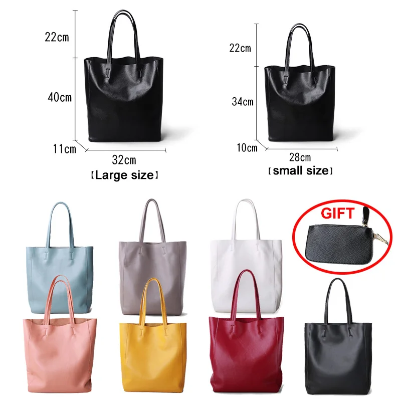 Genuine Leather Bag Women Casual Tote Female Luxury Simple Fashion Handbag Lady Cowhide Leather Daily Use Shoulder Shopping Bag