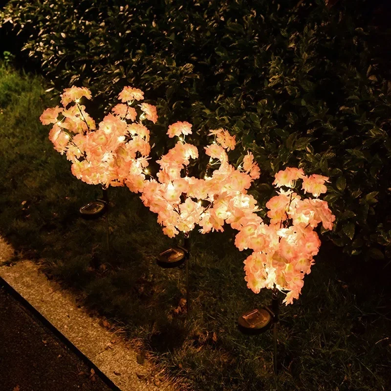 Outdoor Solar Lights Waterproof Hydrangea GardenStake Lights Realistic LED Flowers Powered Decorative GroundSolar Flower Lights