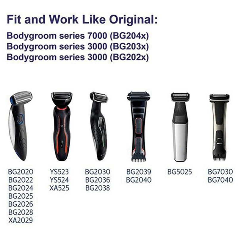 6 Pack Shaver Head Replacement Trimmer For  Bodygroom BG 2024 - 2040 S11 YSS2 YSS3 Series With Brush