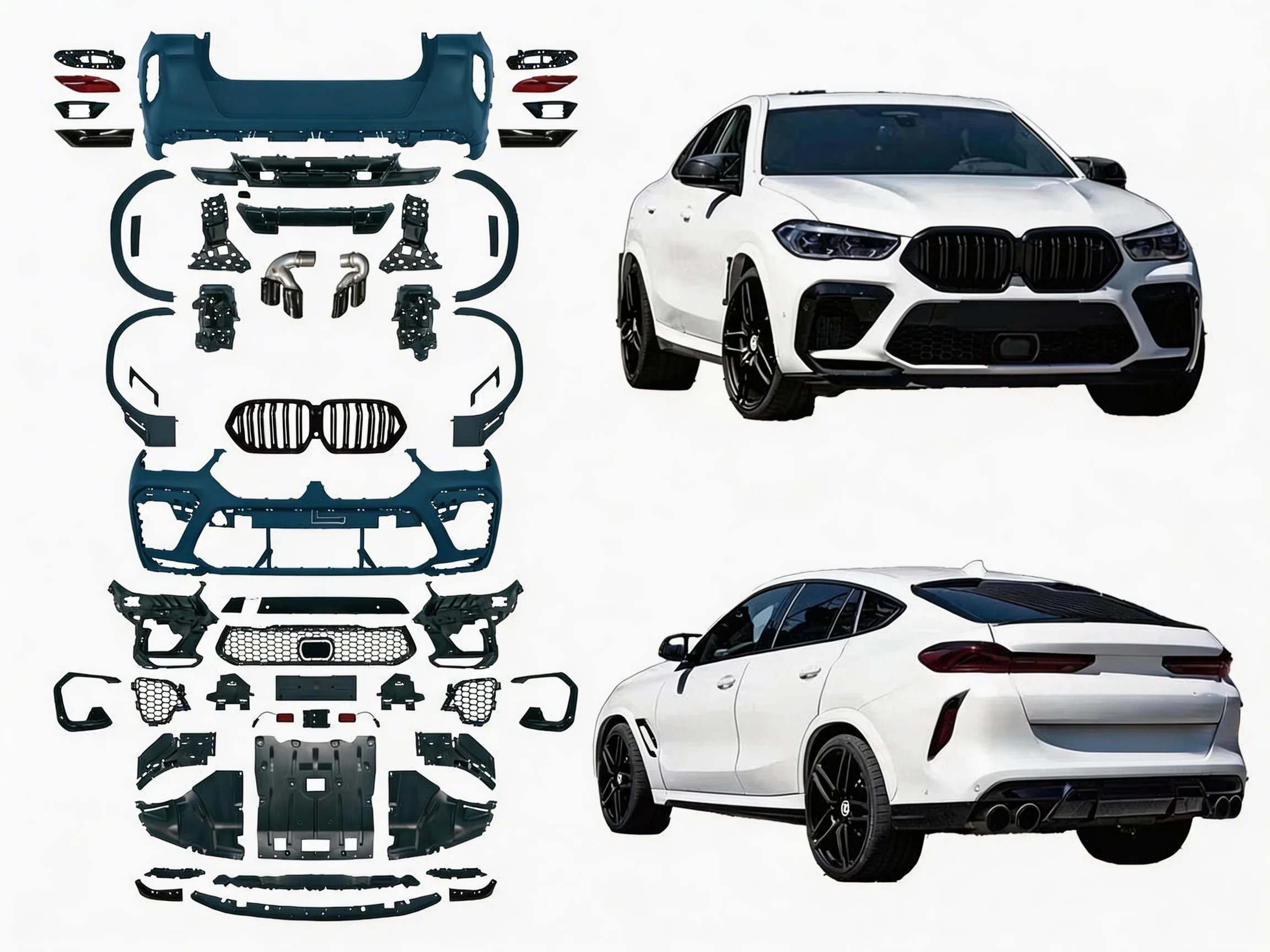 STLF 20-22 Car Kit Bodykit Full Body Kit Front Lip Side Skirt Rear Diffuser Bumper Fog Light for BMWs X6 G06 Upgrade Accessories
