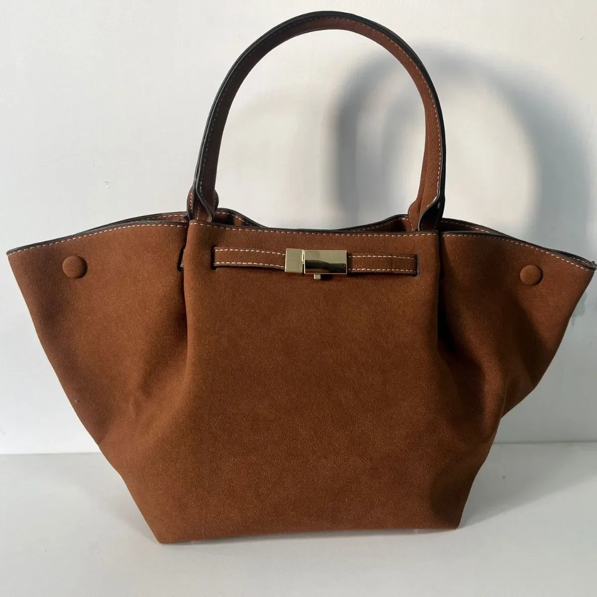 

Vintage Faux Suede Tote Bags for Women Handbag Luxury Designer Wing Bag Large Capacity Shoulder Bag New Shopper Purses Female