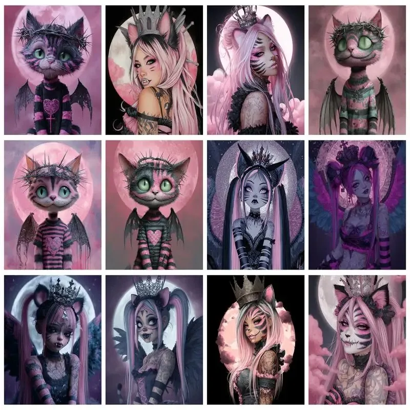 DIY Malen nach Zahlen für Erwachsene Anfänger Katzen Tiere Acrylmalerei nach Zahlen Sets Heimdekoration