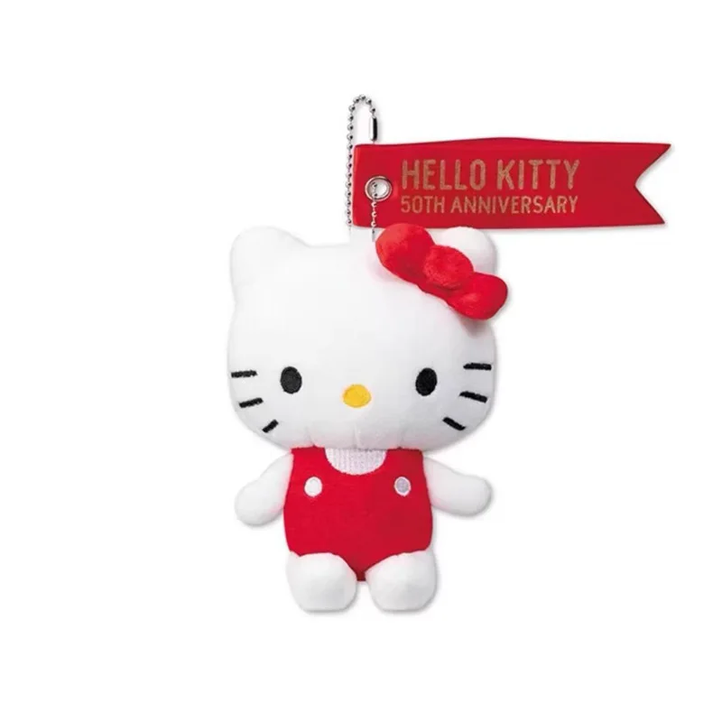 Sanrio Hello Kitty Plush Toys Kawaii 50Th Anniversary Commemorative Keychain Bag Pendant Ornament Creative Birthday Girls Gift