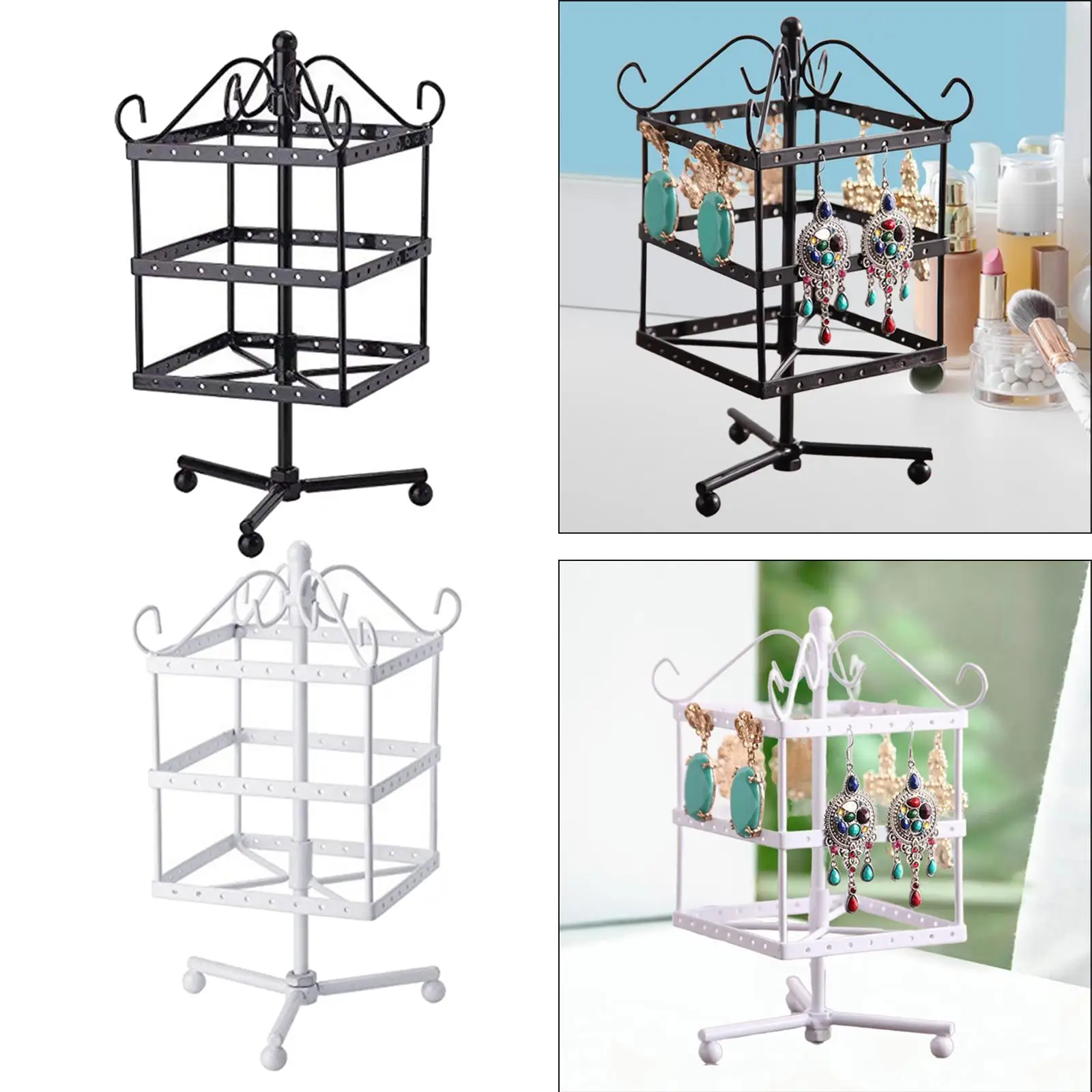 

Железный держатель для сережек, 3-уровневая вешалка для сережек, подставка для ювелирных изделий, универсальный органайзер для настольного шкафа, витрины, комода для дома