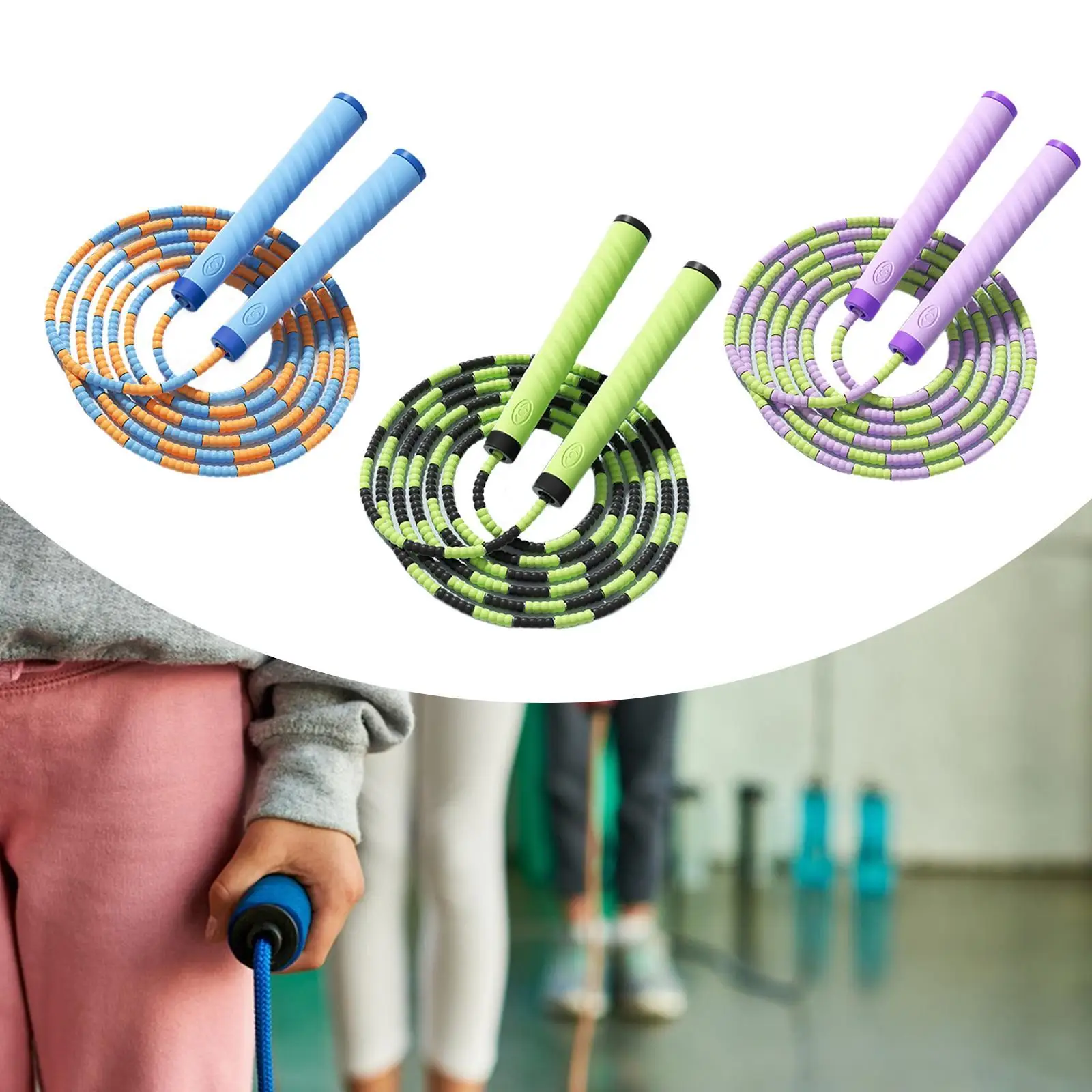 حبل القفز قابل للتعديل وغير قابل للانزلاق، عملي ومحمول ومتعدد الاستخدامات للمبتدئين، حبل الطفر للياقة البدنية والمنزل والصالة الرياضية في الهواء الطلق #4