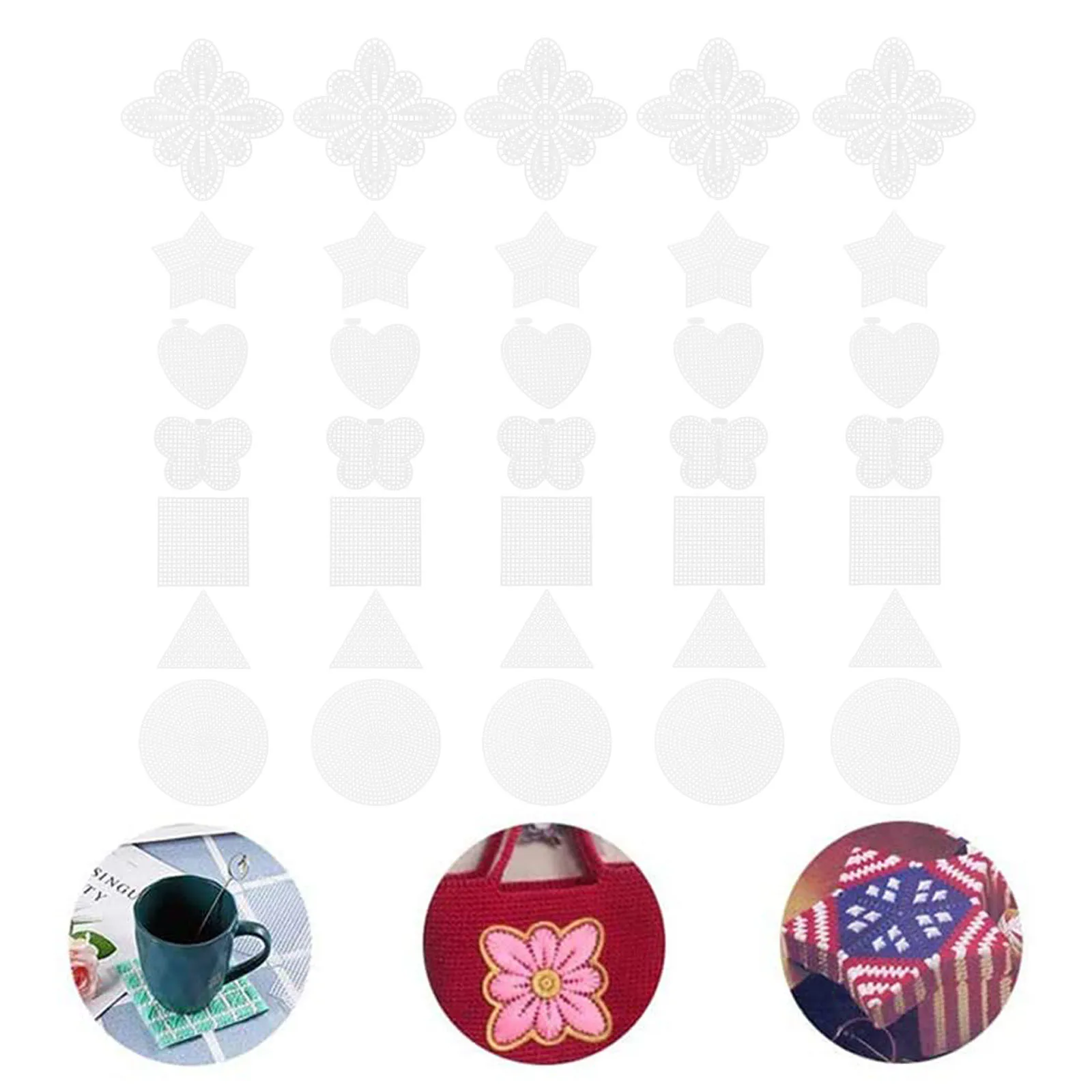 70 قطعة ثلاثية الأبعاد التطريز عبر غرزة البلاستيك قماش ورقة Diy بها بنفسك الحرفية المواد كوتابل شبكة ورقة للأطفال الكبار فن الديكور