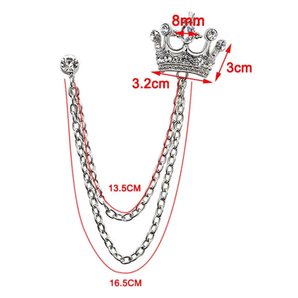 أنيقة معلقة سلسلة بروش دبابيس دبوس الصدر للنساء الرجال قميص تاج طوق