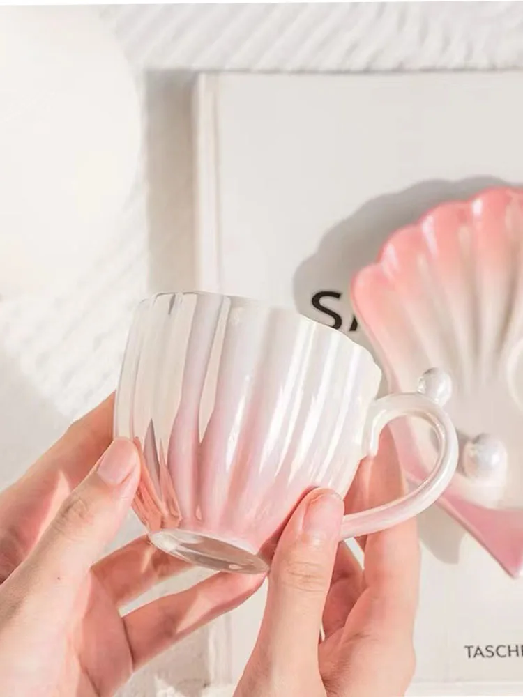 

2025 Gradient Pearl Ceramic Coffee Tea Set High-End Exquisite Appearance Level Cup Saucer Pod Descartavel English Afternoon