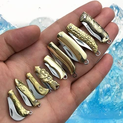 Mini Pocket Knife Brass Keychain Stainless Steel Pendant Cleaver Blade Cutter Outdoor Tool Portable Folding Knife TO Open Box