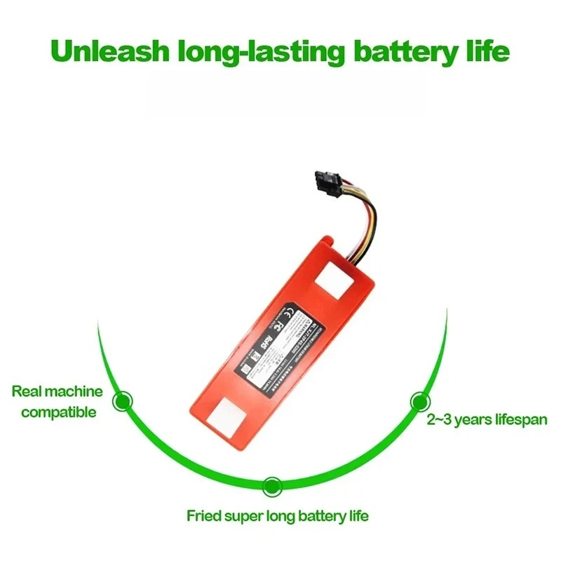 แบตเตอรี่สำรองสำหรับหุ่นยนต์ดูดฝุ่น Xiaomi Roborock 14.4V 5200mAh สำหรับเครื่องดูดฝุ่น Mijia รุ่นแรก
