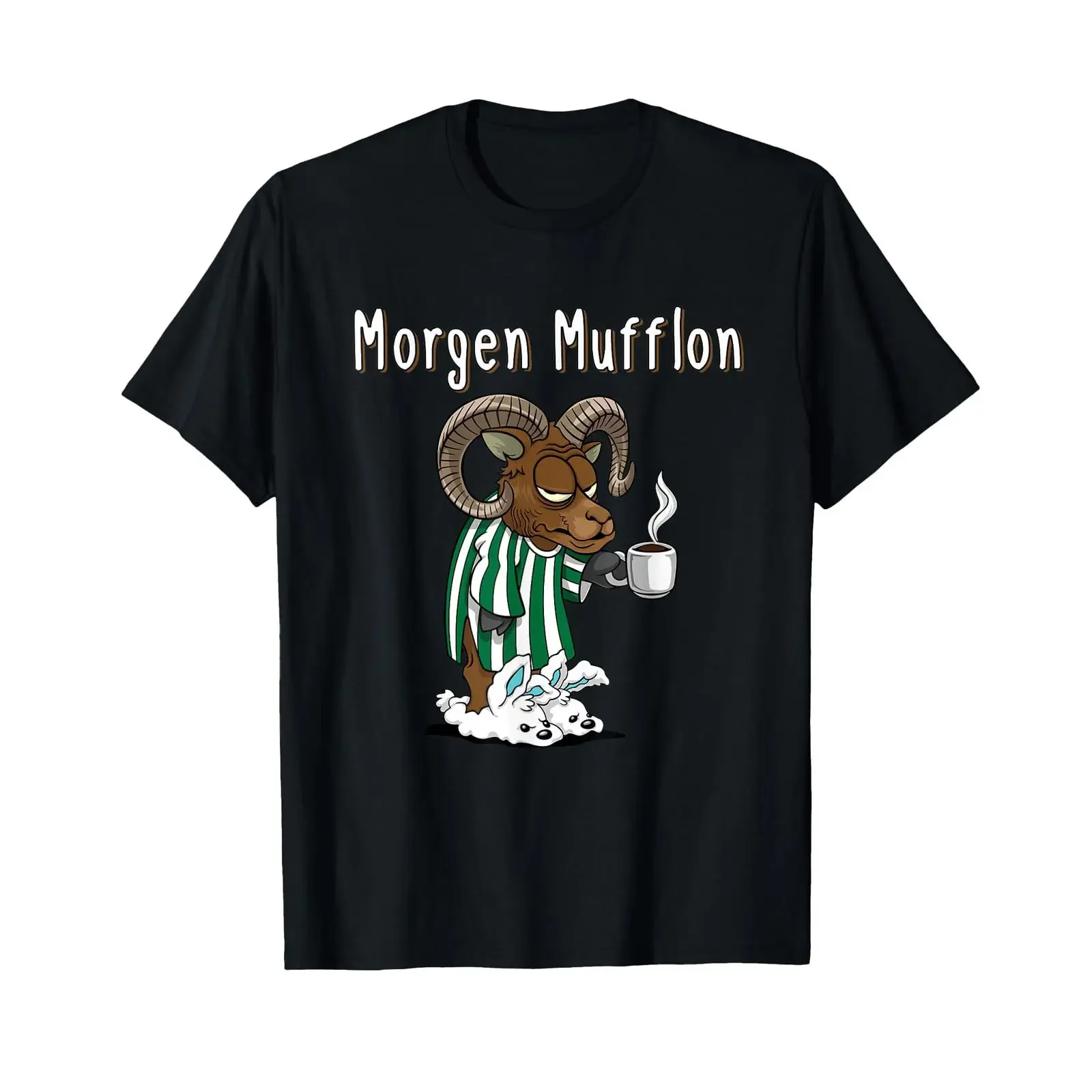 Funny Morning Mufflon Coffee T Shirt vintage Washed designer clothes streetwear Soft Unisex Stretched homme Breathable