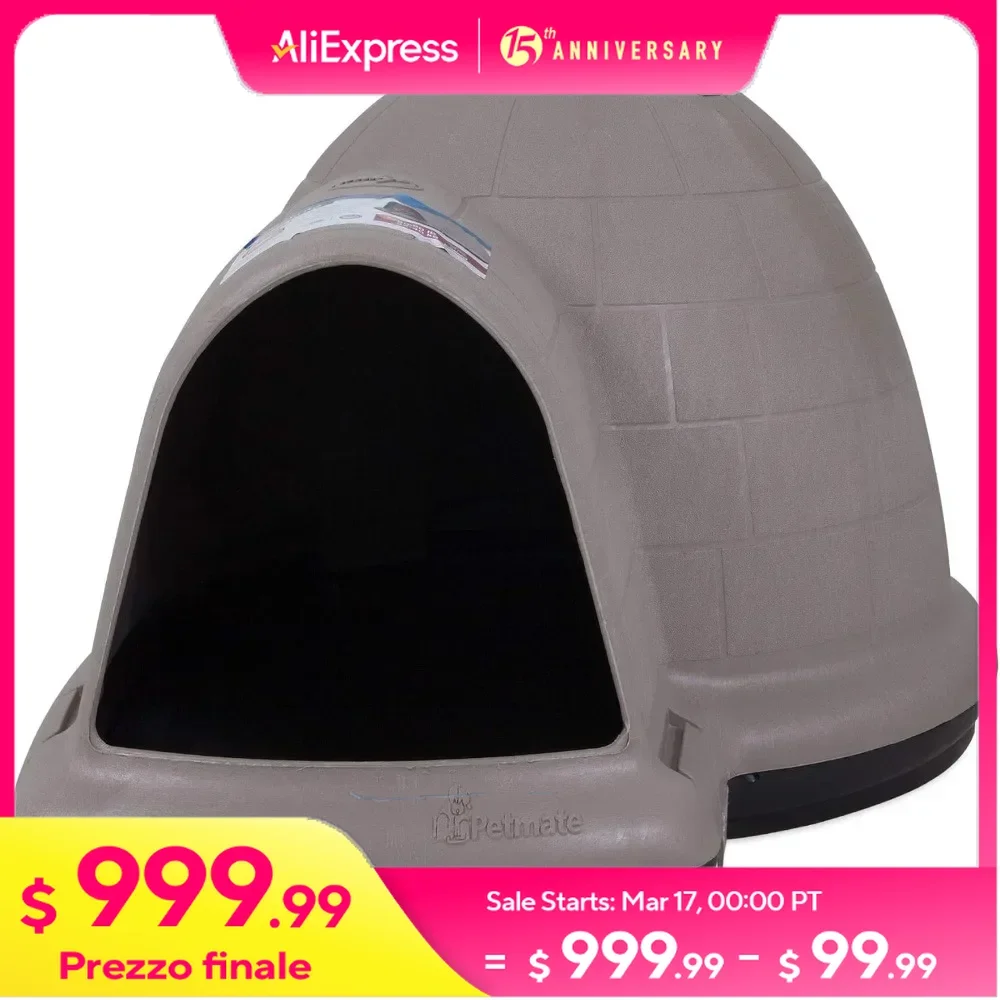 Dog House (Igloo Dog House, Made in USA with 90% Recycled Materials, All-Weather Protection Pet Shelter)